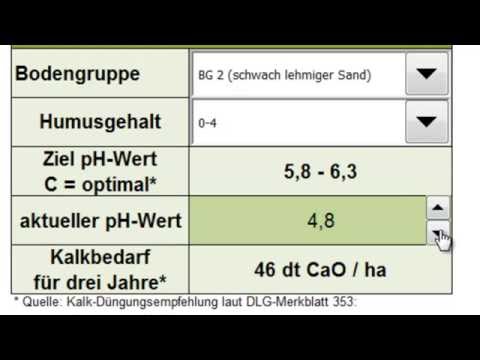 Düngekalk - Kosten/ha & Kalkbedarf berechnen - Ackerland