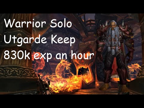 Warrior Solo Utgarde Keep WOTLK Beta Average gear not BIS, 830k experience per hour.