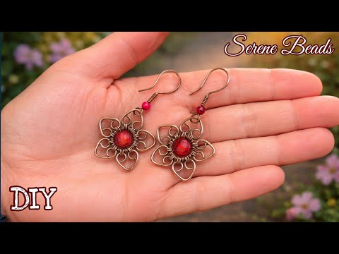 Flower wire earrings tutorial step by step | Diy easy wire flower earrings 