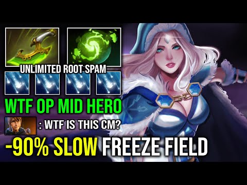 WTF 90% FREEZE FIELD SLOW Solo Mid Crystal Maiden Unlimited Root Annoying Skill Spam Dota 2