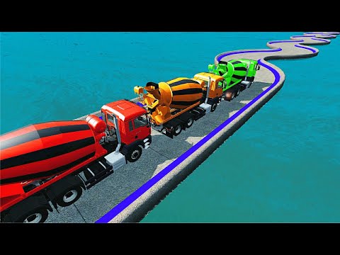 Impossible Snake Shape Bridge Crossing Cars Vs Deep Water - BeamNG Drive