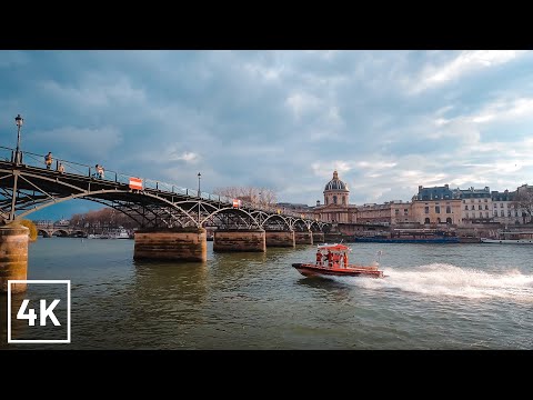 PARIS WALK - WALKING on a CLOUDY DAY in PARIS - 4K (Place Dauphine to Pont des Arts)