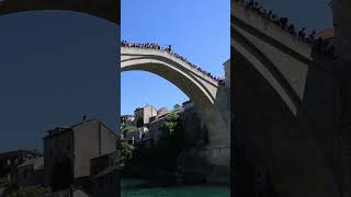 🇧🇦 Jumping Off Bridge in Mostar Bosnia #shorts