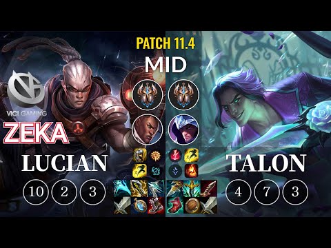 VG Zeka Lucian vs Talon Mid - KR Patch 11.4