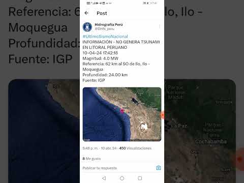 Sismo temblor en Ilo, Moquegua, Lima 10 abril 2024