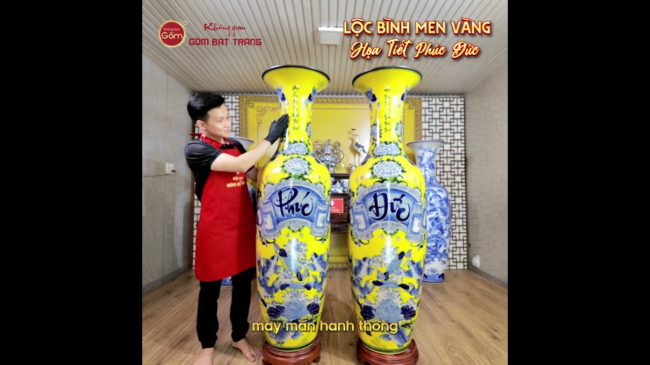 Lộc Bình 1M6 Men Vàng Phúc Đức