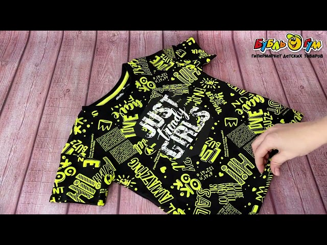 Футболка Lanson Kids с принтом желтые надписи черная - видео
