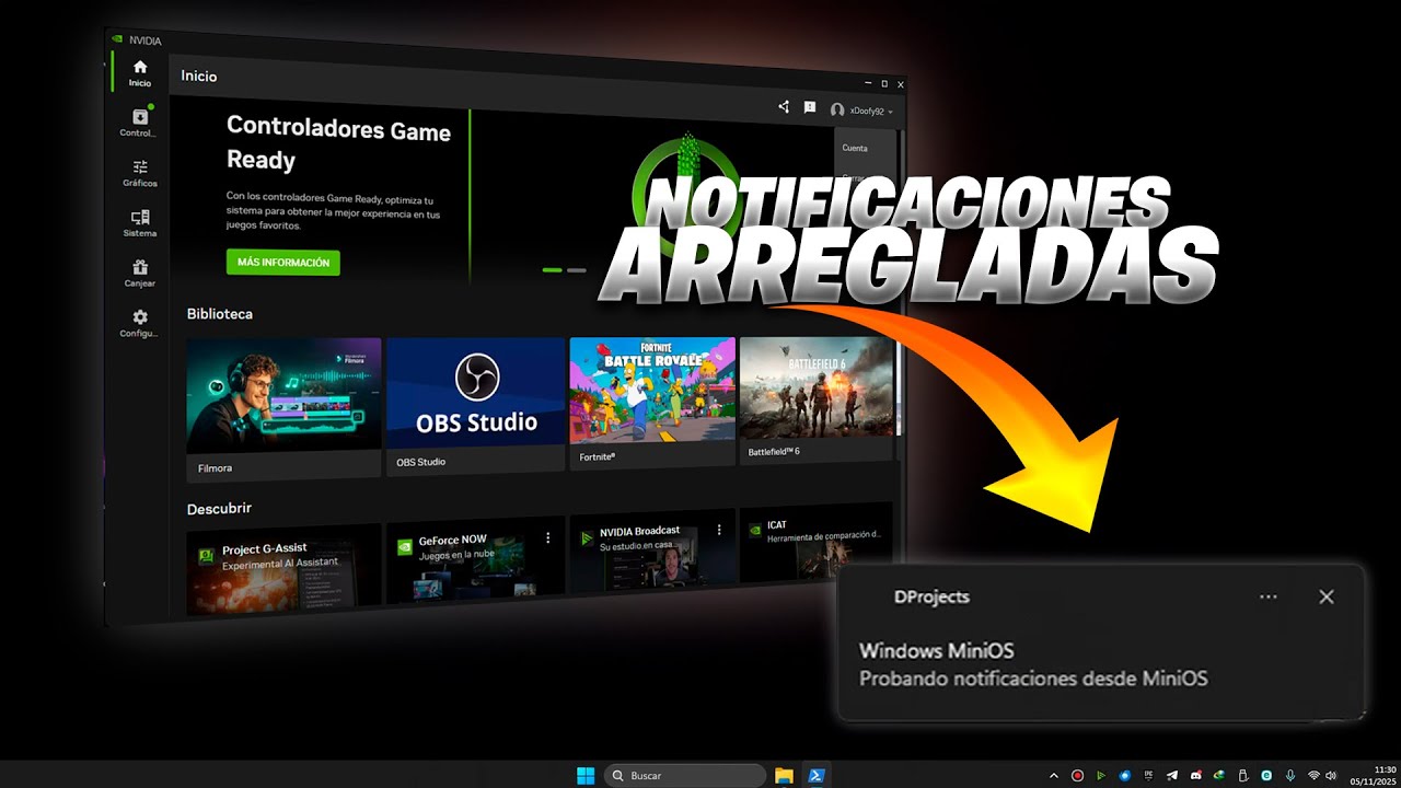 Soluciona los errores de notificaciones y Nvidia App en MiniOS #xdoofy92 #windows #minios