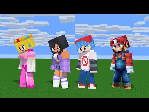 SHUFFLE PAW FIRST MEET PRINCESS PEACH, APHMAU, FNF BOYFRIEND, MARIO - MINECRAFT ANIMATION #shorts