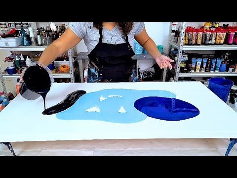 WHOA!! Huge Blue Swipe - Part 2 of "BIG BLUE" - Acrylic Pouring