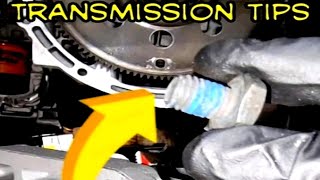 How to replace a ZF 8HP Transmission.Torque Convertor Bolts behind Starter.