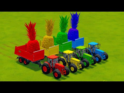 LOAD AND TRANSPORT GIANT PINEAPPLE WITH JOHN DEERE TRACTORS  - Farming Simulator 22