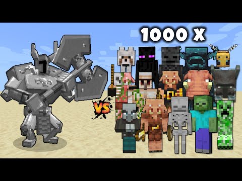 FERROUS WROUGHTNAUT vs All Mob in Minecraft x1000 - FERROUS WROUGHTNAUT 1000 Mobs