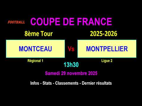 MONTCEAU - MONTPELLIER : 8ème Tour de Coupe de France 2025-2026