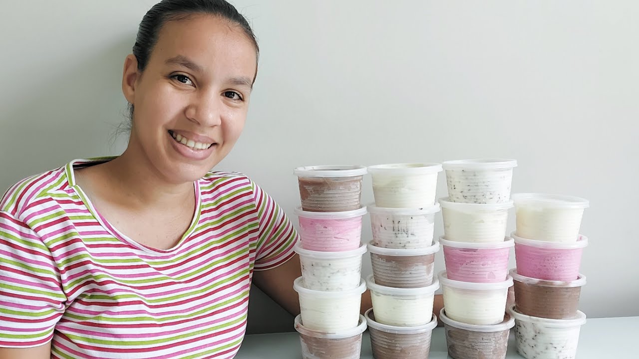 COMO FAZER SORVETE QUE RENDE QUASE 8 LITROS! LUCRE MUITO COM ESSES SABORES | Nanusa Santos