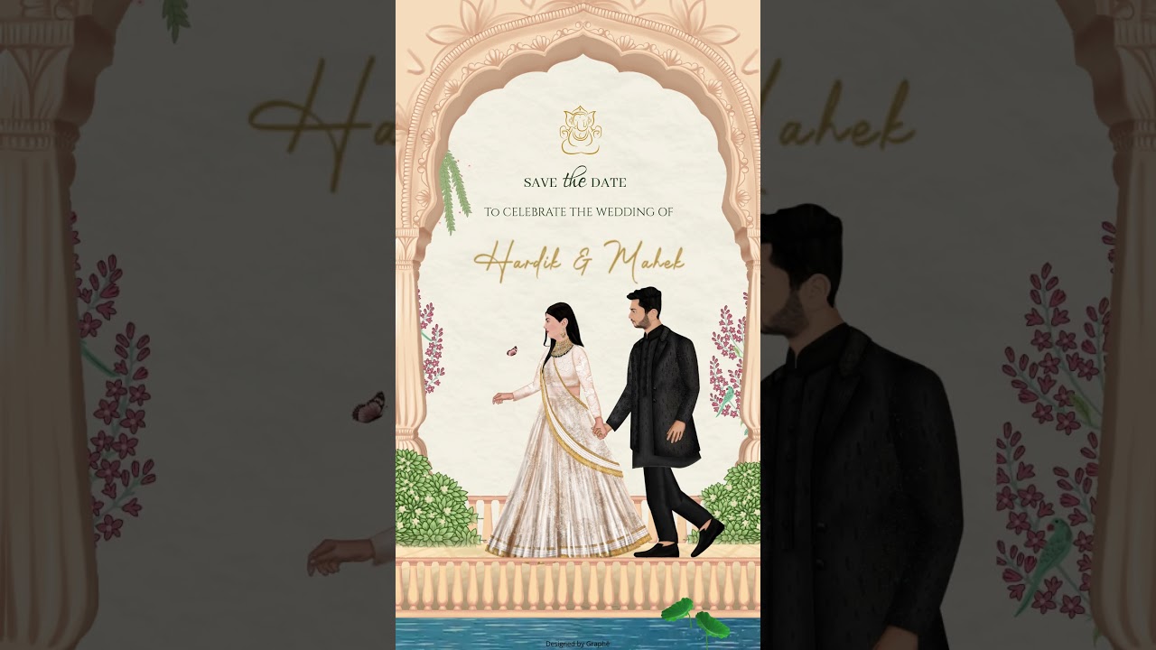 Wedding Invite I Best Digital Wedding Invitation | Caricature Design | Graphē Weddings