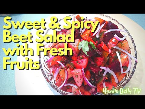 SWEET AND SPICY BEET SALAD WITH FRESH FRUITS RECIPE | VEGAN BREAKFAST LIVE