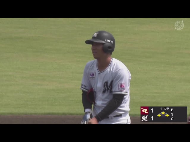【ファーム】3連打で追いつく!! マリーンズ・茶谷健太 三塁線へのタイムリーヒットで同点!! 2025年9月9日 千葉ロッテマリーンズ 対 東北楽天ゴールデンイーグルス