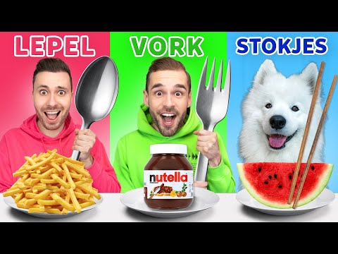 LEPEL, VORK OF STOKJES! *Voedsel Challenge* Met Rutger & Paco