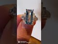 Art Deco Inspired Unique 14K White Gold Genuine Diamond u0026 Aquamarine Ring