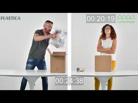 Plastica vs cushionPaper™ - Risparmiare materiale per imballare un oggetto pesante ed irregolare