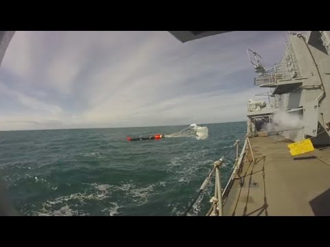 Royal Navy Type 23 Frigate HMS Sutherland (F81) Launches Stingray Torpedo [HD]