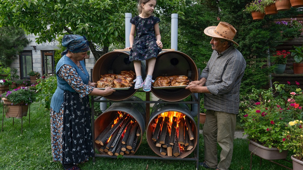 Barrel Roasted Stuffed Chicken – A Unique Village Method 🔥🌾🍗