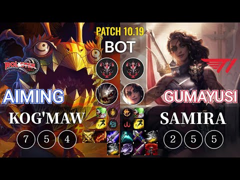 KT Aiming Kog'Maw vs T1 Gumayusi Samira Bot - KR Patch 10.19