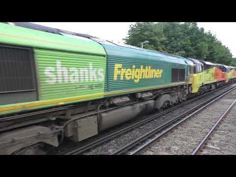 (HD) Colas Rail 66849 + 70801 + 70809 + 66522 pass Northfleet working 6Y42 -  15/7/15