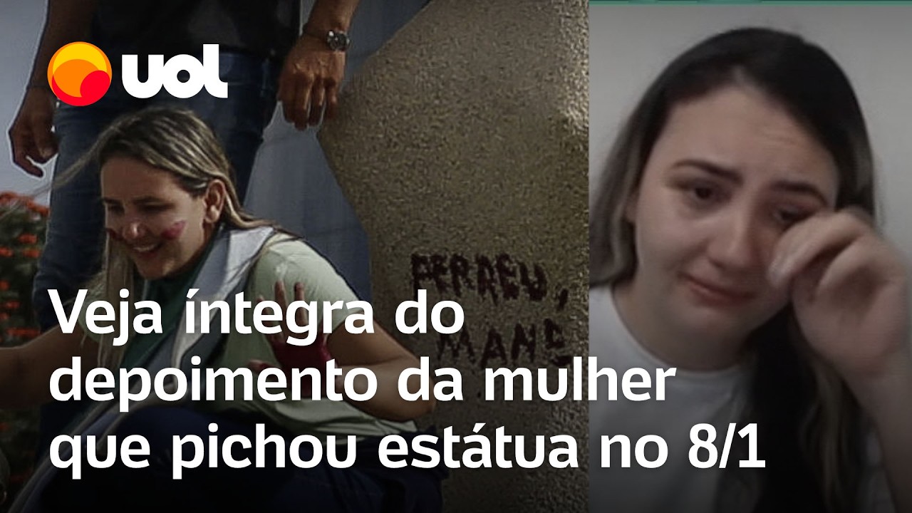 Mulher que pichou estátua no 8/1 diz que foi levada pelo ‘calor do momento’; veja o depoimento