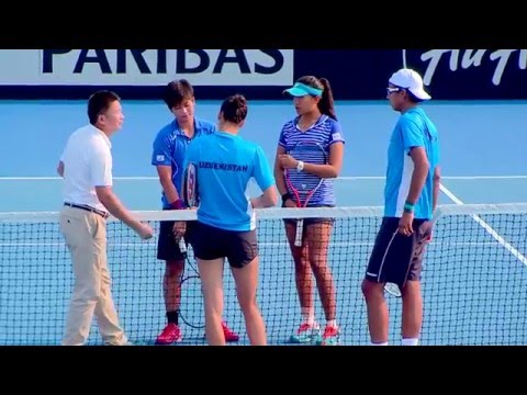 TENNIS Fed Cup Double women Kamonwan & Peangtarn  THA  VS Nigina & Akgul  UZB