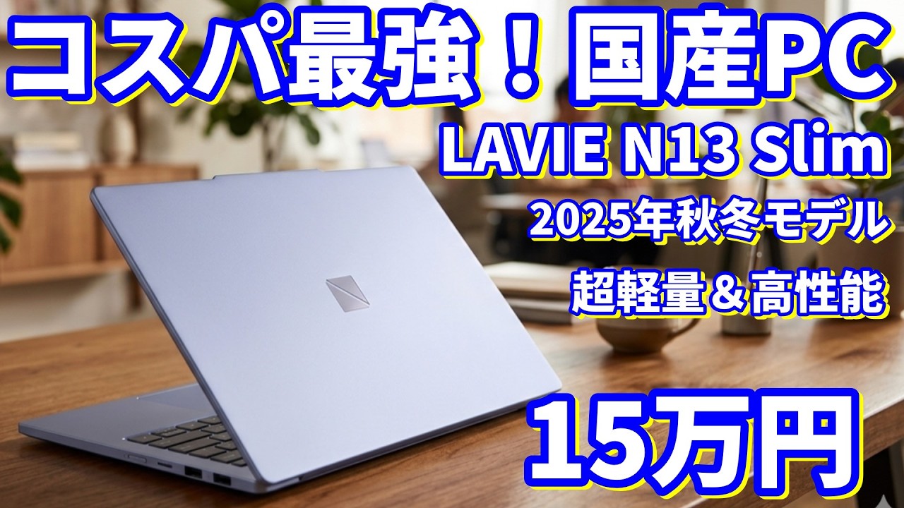 コスパ最強 国産おすすめパソコン！LAVIE N13 Slimレビュー　2026年NEC最新モバイルPC