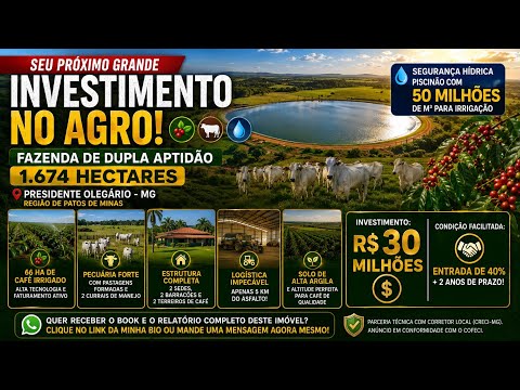 Fazenda de Café Irrigado e Pecuária à Venda em Presidente Olegário - MG | 1.674 ha