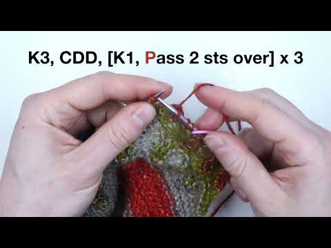 Working A 9%e2%86%931 Stacked Decrease From The Bear Claws Knitting Pattern