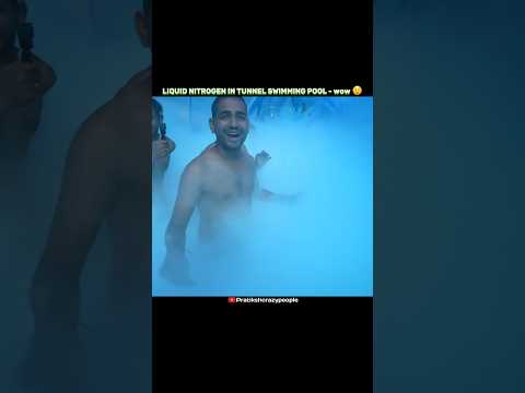 we mix liquid nitrogen in tunnel swimming pool - 100% real 😈 | #shorts #ytshorts #shortvideo