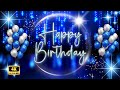 Happy Birthday Background In Blue Silver ️ 1 Hour 4K Elegant Wallpaper Loop Virtual Party