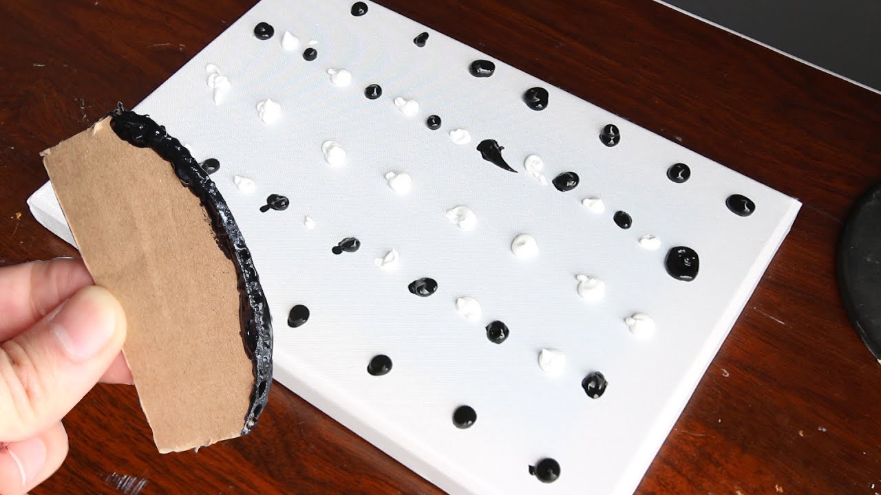 Técnica de pintura abstracta con cartulina - Acrílico blanco y negro - Satisfactorio y relajante