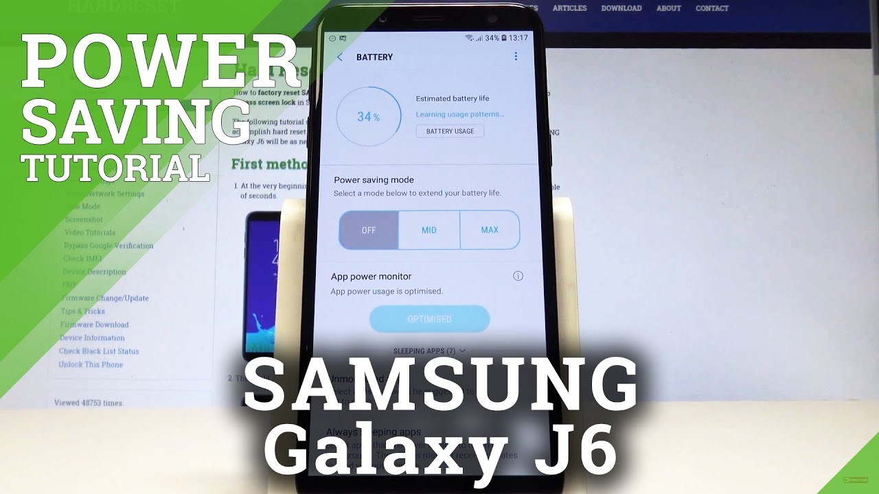 How to Allow Power Saving Mode on SAMSUNG Galaxy J6 - Save Power / Extend Battery