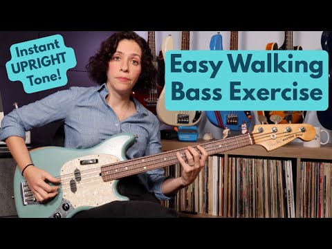 Easy Walking Bass Exercise with Chromatic Lines + Get Upright Bass Tone Using Palm Muting