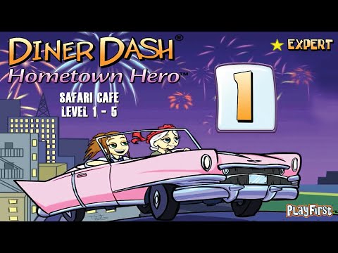 Diner Dash: Hometown Hero (PC) - 1080p60 HD Walkthrough Part 1 - Safari Café, Level 1 to 5