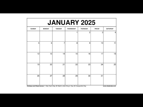 Free January 2025 Calendar Printable Templates with Holidays - VL Calendar