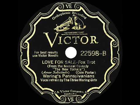 1930 Fred Waring - Love For Sale (The Three Waring Girls, vocal)