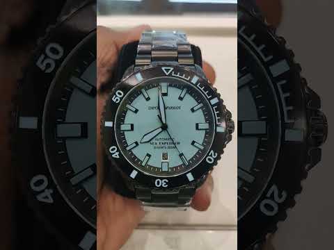 Emporio Armani Sea Explorer Automatic Blue Dial Black Stainless Steel  Watch #emporioarmaniwatch