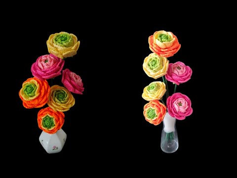 How to crochet Ranunculus flowers/Bulbs