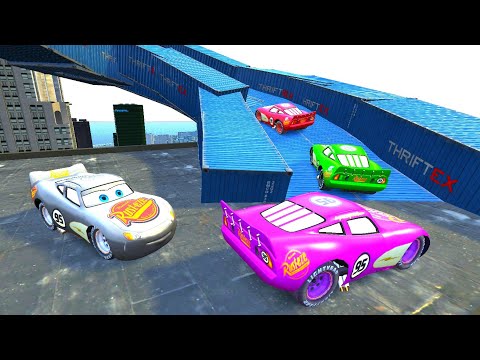 GTA 4 Lightning McQueen ( Radiator Springs ) Car Getalife Ramp Jumps Testing - Disney Color Car Mods