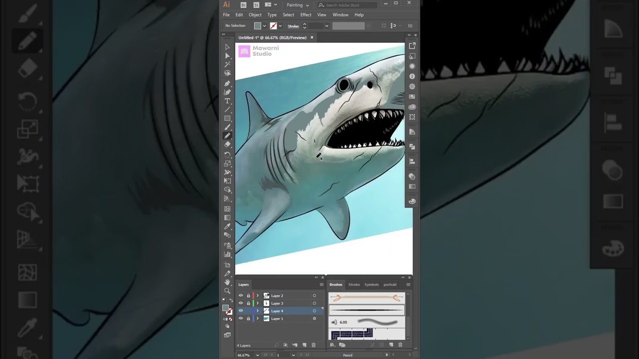 Shark Vector Art Illustrator Portrait