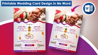How To Make Printable Wedding Card Design in Microsoft Word || 5R Professional Wedding Card Design