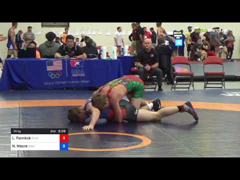 2018 Marine Corps US Open/UWW Junior Freestyle 74 Con 32 #2 - Layn Pannkuk (Olym) Vs. Nathan Moore