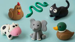 🔴 FAÇA 6 ANIMAIS FÁCEIS DE MODELAR - Tutorial para INICIANTES Biscuit ou Pasta Americana - DIY