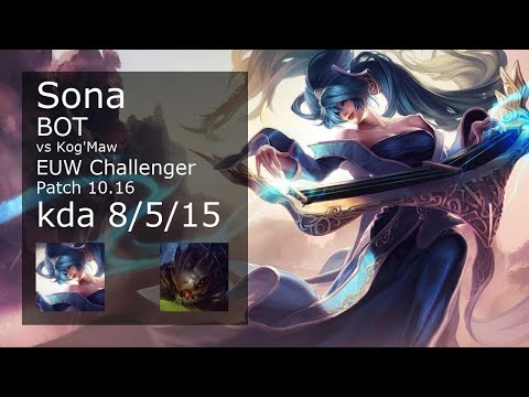 Sona Bot & Lux vs Kog'Maw & Pyke - EUW Challenger 8/5/15 Patch 10.16 Gameplay